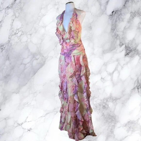 orange floral dress maxi Teava Laced Waist Maxi Dress Floral Orange